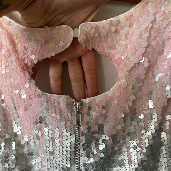 NWT Girls Blush and Silver Sequin Formal Dress Size 12 Blush Brand - Picture 8 of 9